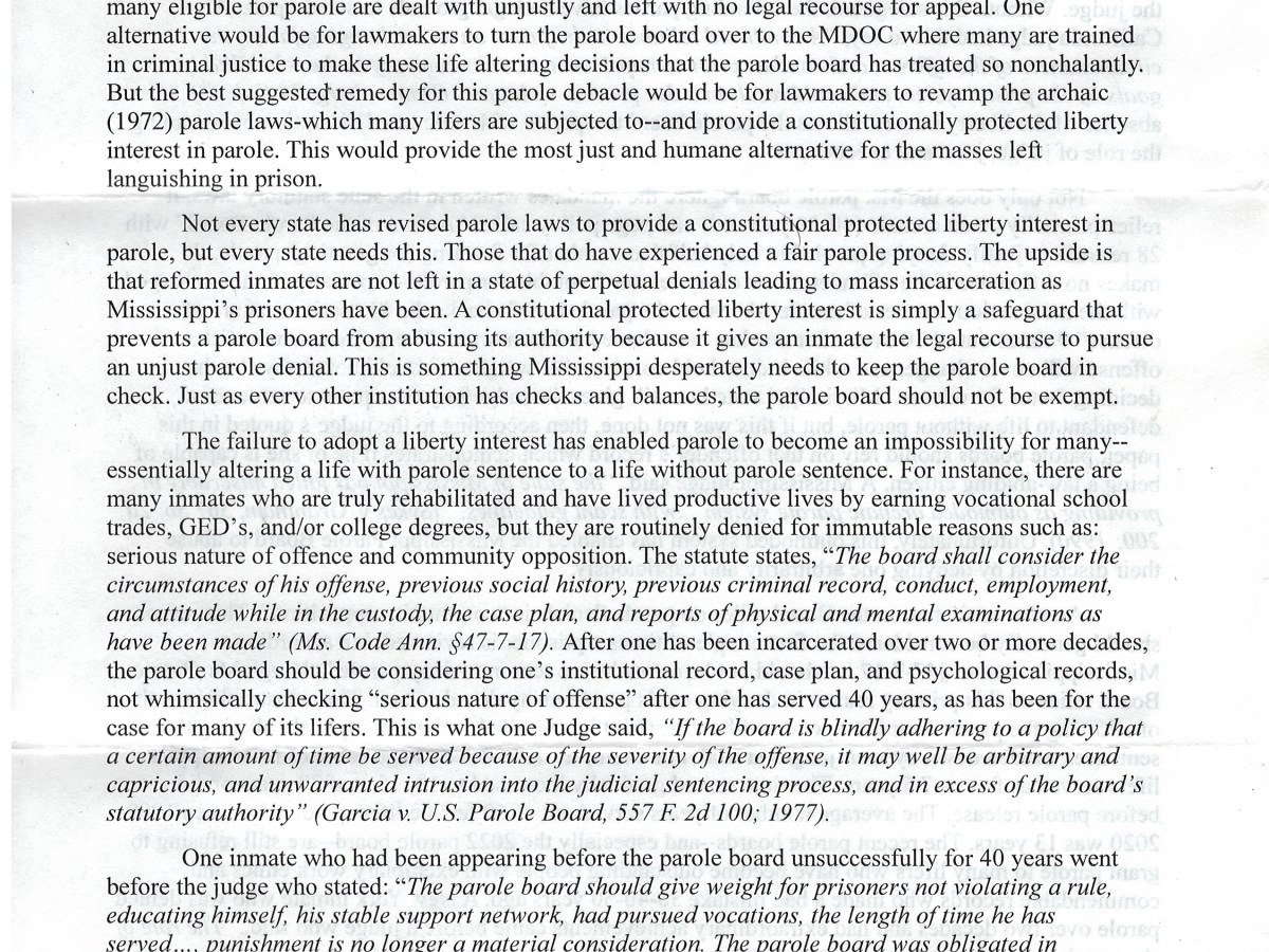 Abusive Powers of Mississippi Parole Board Has Kept State World Leader of Mass Incarceration – by the Lifers Association of Mississippi Correctional Institute for&nbsp;Women